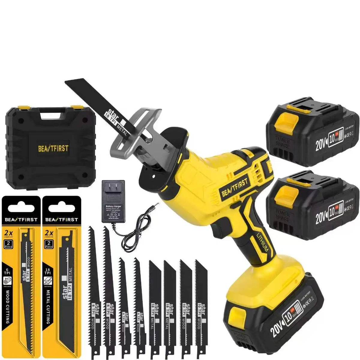 Brand new upgraded electric reciprocating saw, cordless jigsaw with LED light and safety lock