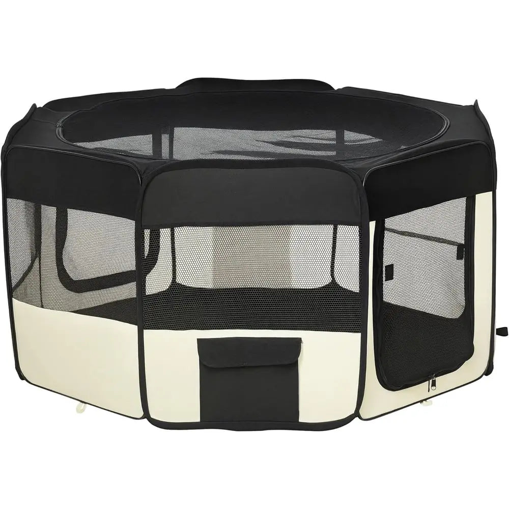 47.25 inch Sot Pet Playpen, folding Puppy Kennel, Dog Tent, Cat Exercise Crate, w/Bag, Beige