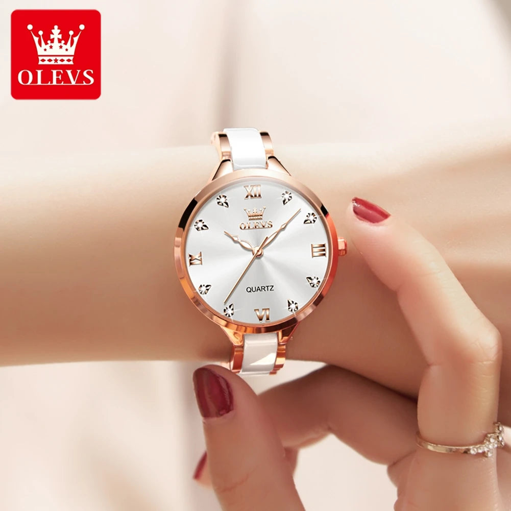 Luxury Women's Watches Elegant Fashion Ceramic Strip Waterproof.