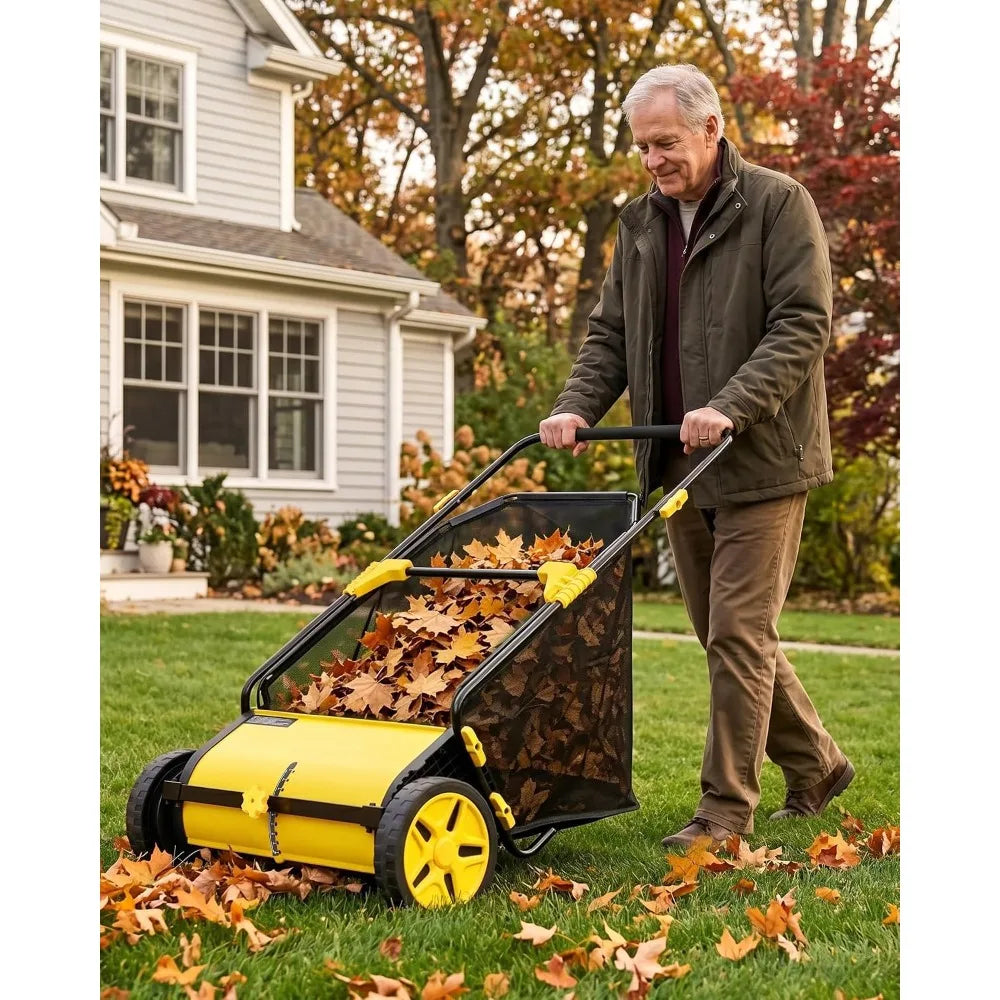 Manual leaf collector with 3.5 Cu.ft. Mesh Collection Bag Multifunctional. Cleaning tool Cleaning