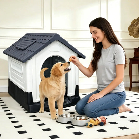 Waterproof Outdoor Dog House With Ventilation, Raised Floor And Openable Roof