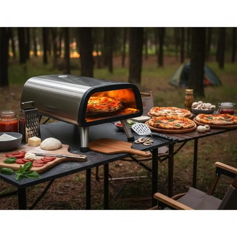12" Electric Pizza Oven Countertop, Stainless Steel Pizza Maker Machine with Pizza Stone and Spatula, Heats up to 850°F.