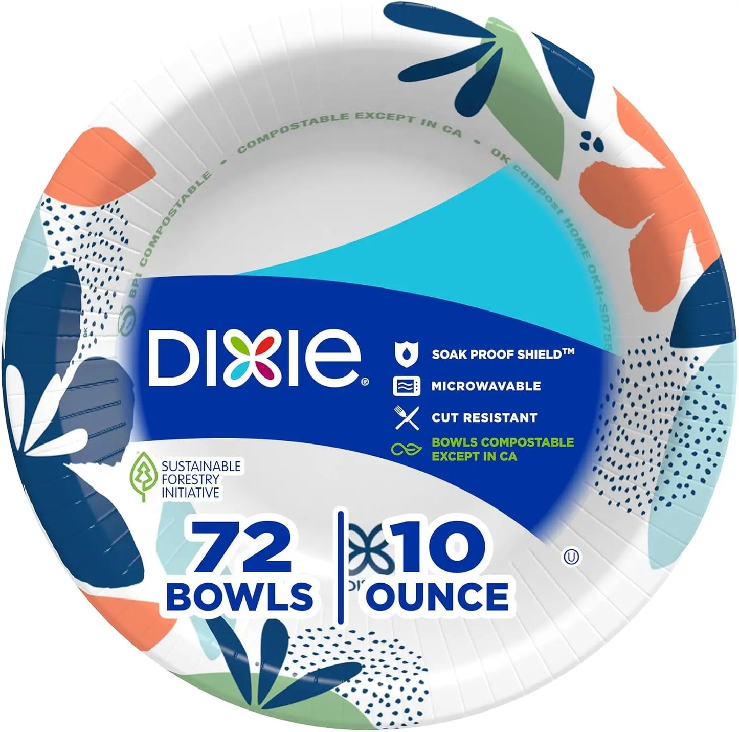 Small Paper Bowls, 10 Oz, 72 Count, Microwave-Safe, Soak-Proof,