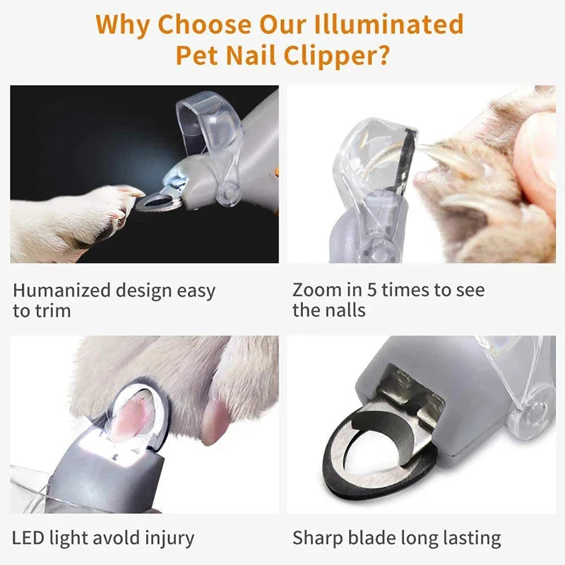 Professional Pet Nail Clipper Scissors With LED Light Cat Dog Nail Clipper