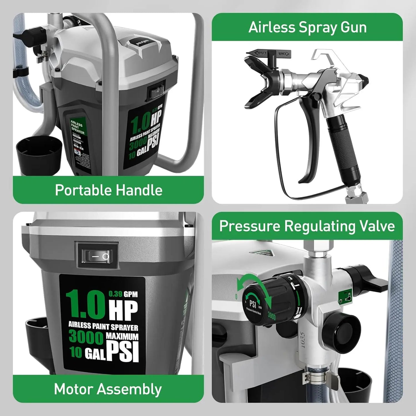 750W Airless Paint Sprayer 3000PSI High Efficiency Electric. Handheld Paint Sprayers.