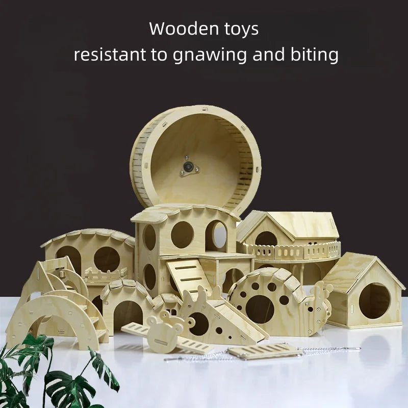 Bite resistant golden bear wooden toy swing hamster