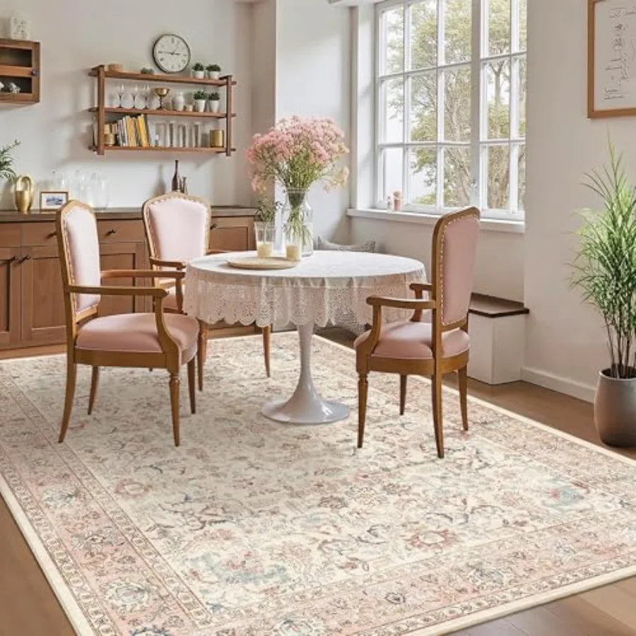 6x9 ft Pink Washable Area Rugs