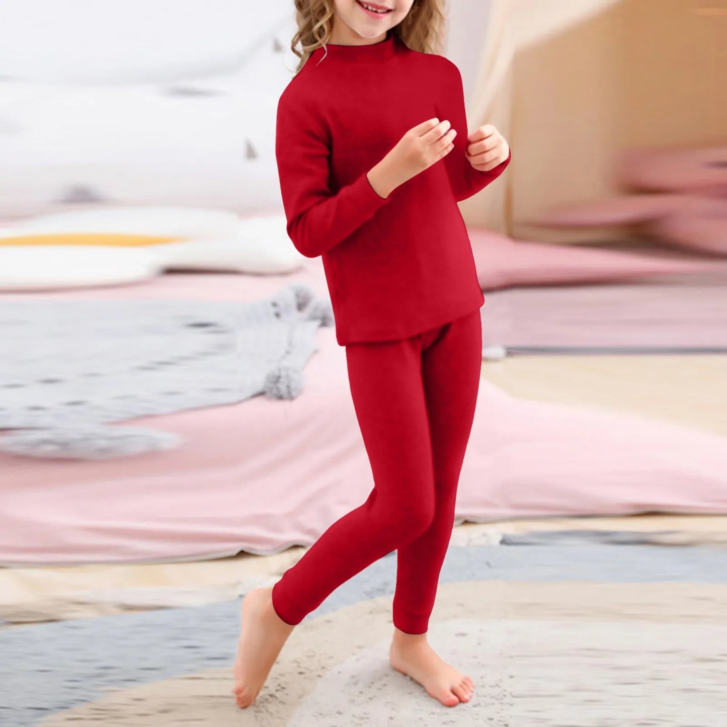 Unisex Solid Long Sleeve Warm Pullover Pajamas