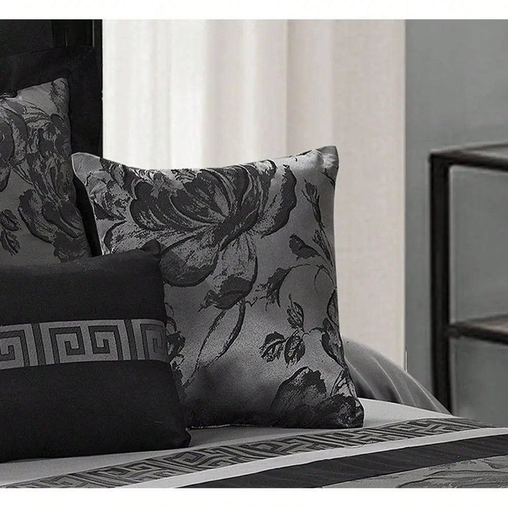 Piece Comforter Set Gray Jacquard Fabric Patchwork Bed In A Bag