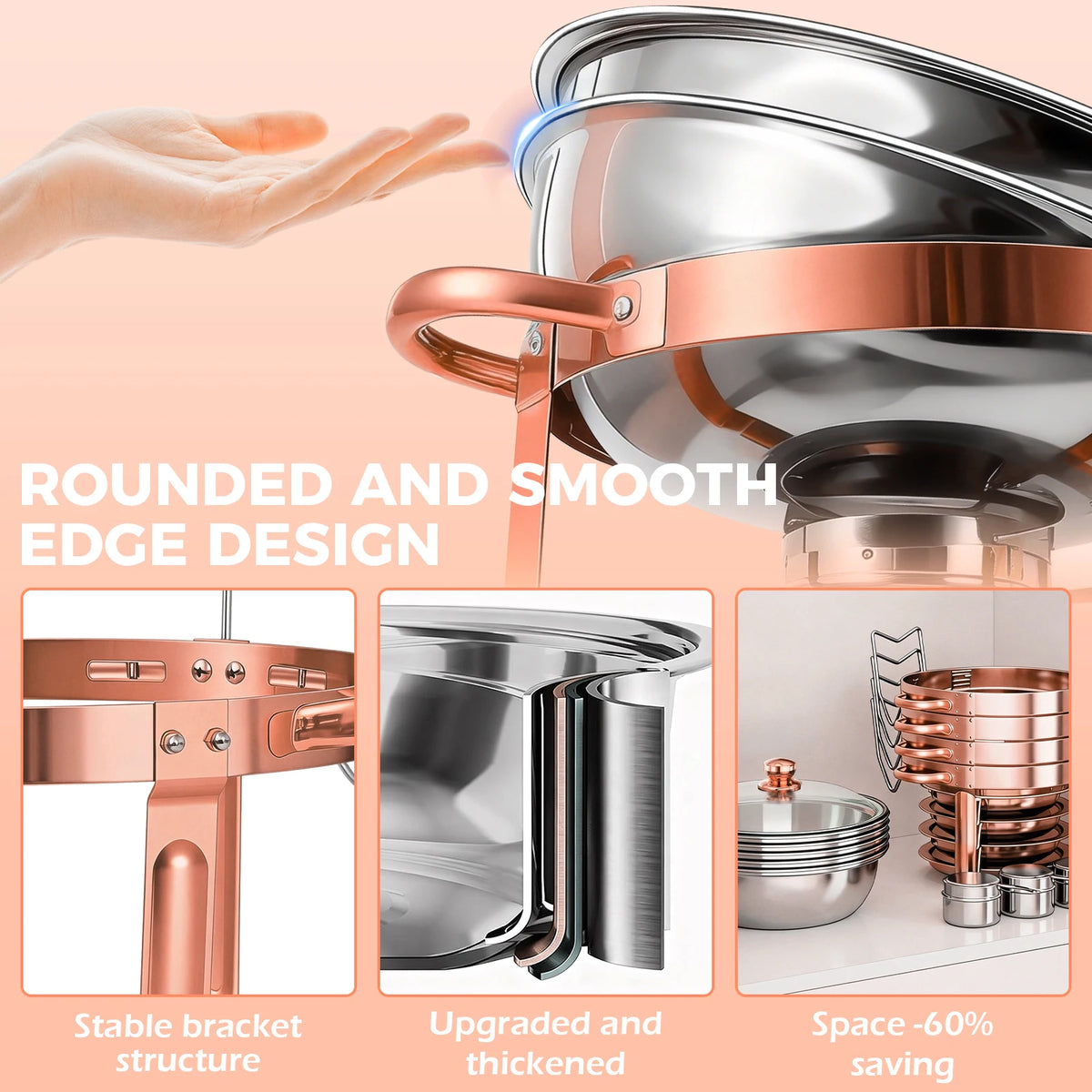 Chafing Dish Set Gold-Plated 5QT Round Warmer Server Stainless Steel 316 with Glass Lids .