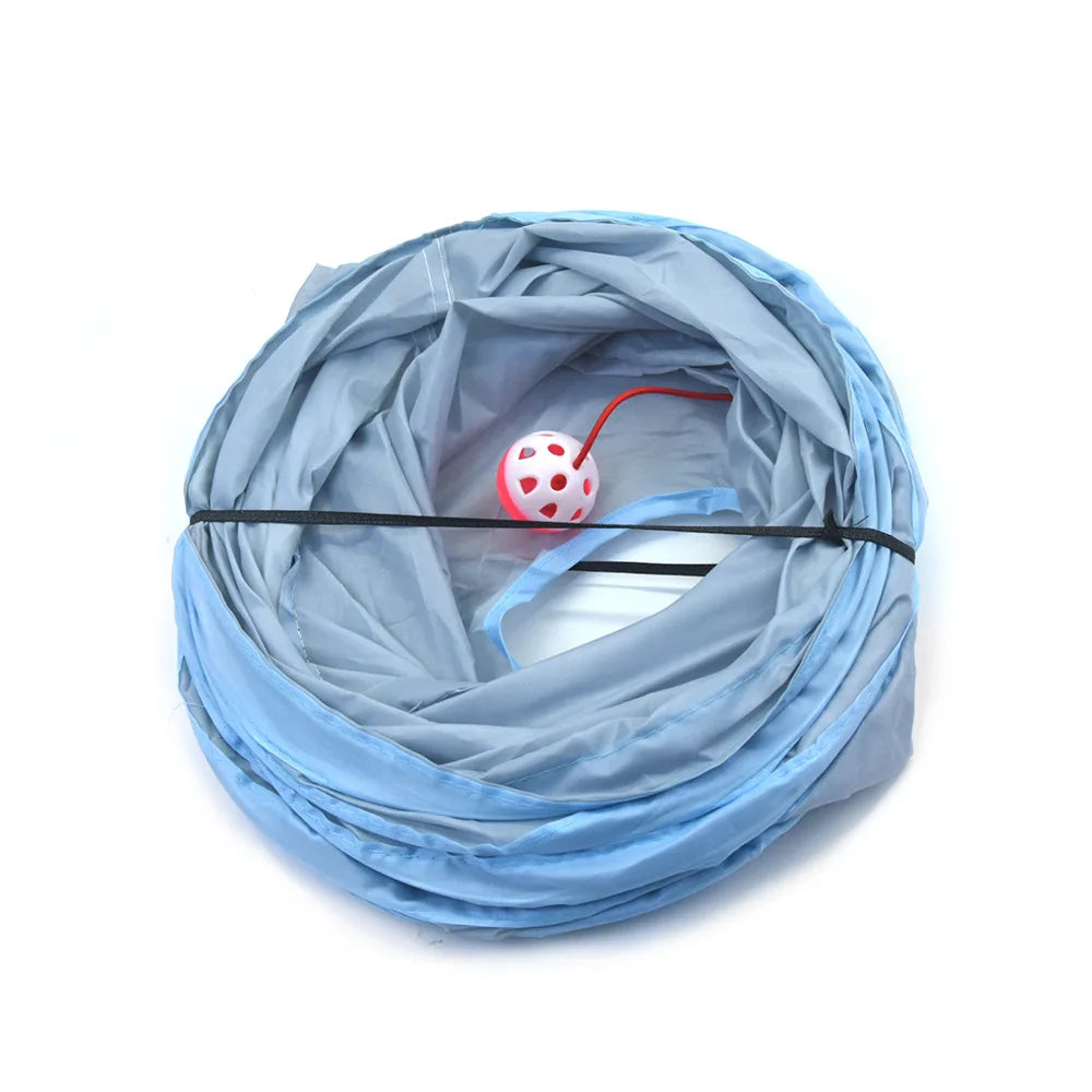 Cat Toys Gray 3-Way Foldable Pet Cat Tunnel Tube Toy