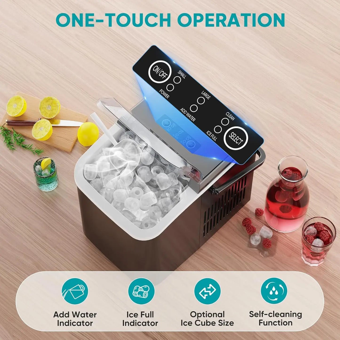 Ice Maker, Portable Countertop Icemaker Machine, Self Cleaning . Black
