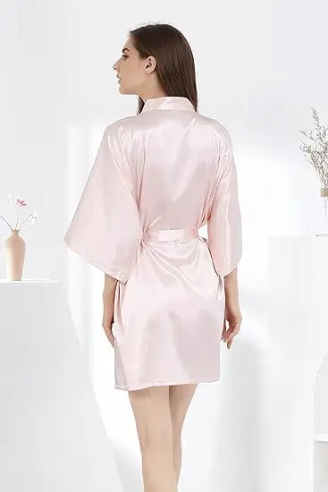 New Silk Kimono Robe Bathrobe Women Silk Bridesmaid Robes Sexy Navy Blue Robes Satin Robe Ladies Dressing Gowns