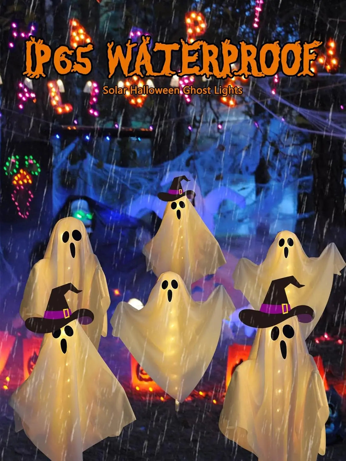 10-Pack Hanging Ghost Halloween Decorations.  Solar Halloweens Lights For Outside Decor,.