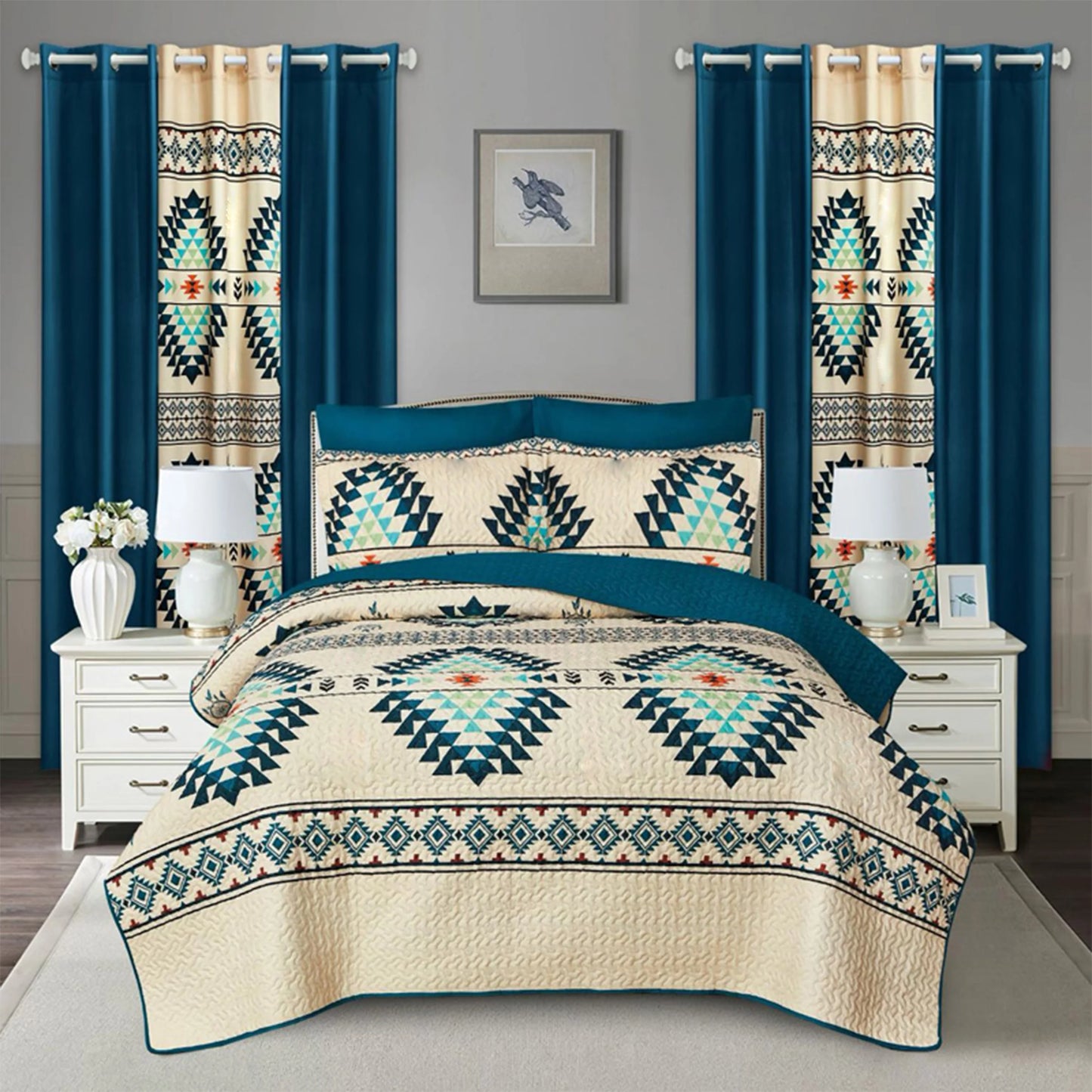 10 Pcs Printed Bedspread Set Luxury High Quality Quilt Set Quilting Thin Comforter Set All Season