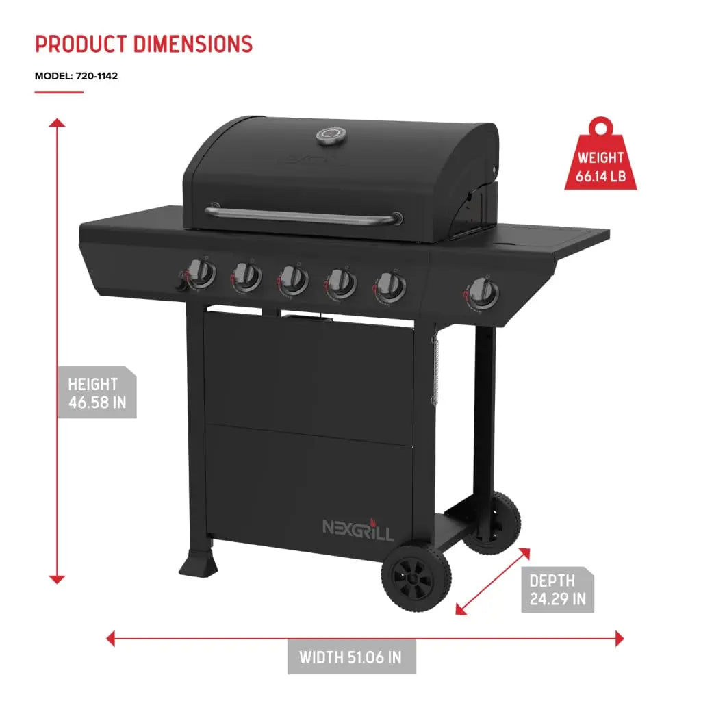 5-Burner Gas Grill with Side Burner, 67,000 BTUs, 618 SQ. In. Cooking Area, Propane .