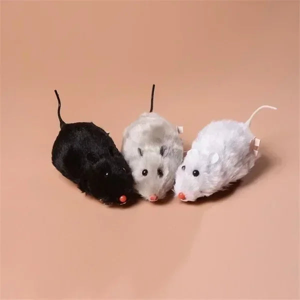 1Pc Funny Lifelike Plush Mouse Running Rat Toy for Cats