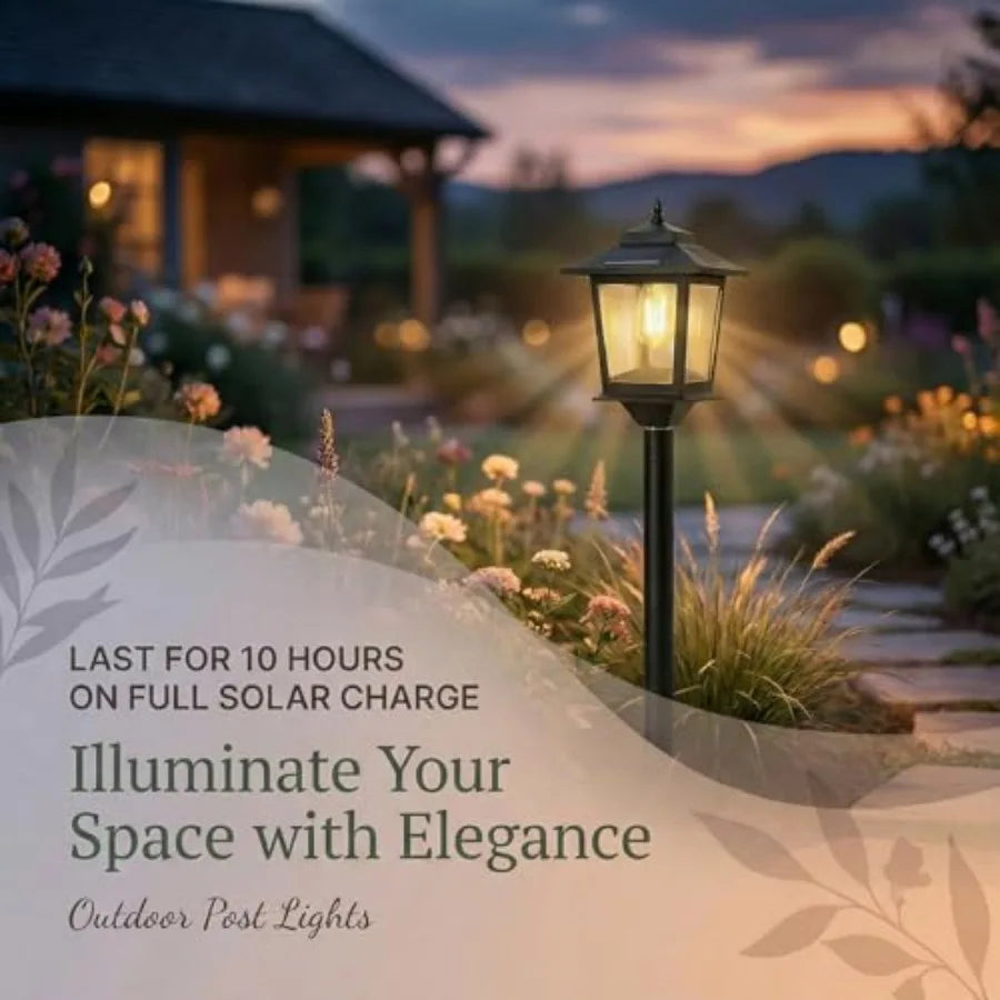 Outdoor Solar Post Lights, 2-Pack 63" Dusk to Dawn Solar Lamp Posts, Waterproof Floor Lamps.