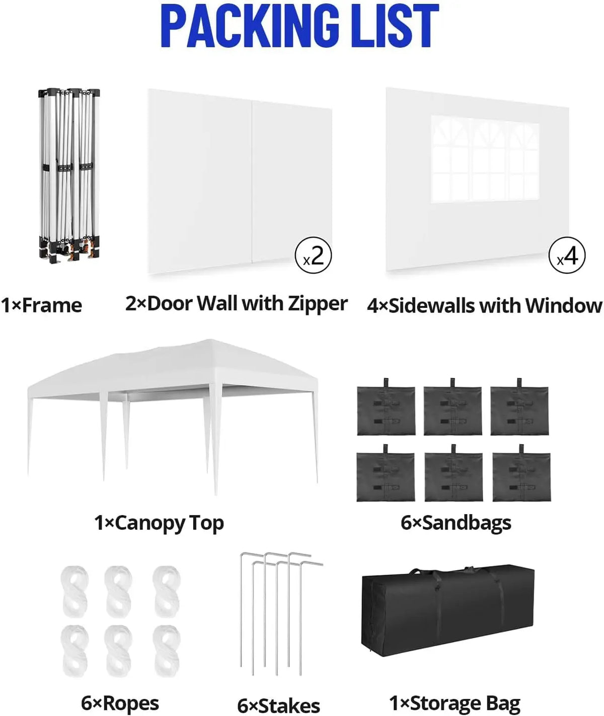 10x20ft Pop‑Up Canopy Tent w/Window Sidewalls  Folding Gazebo Tent . Waterproof Outdoor Shelter Light-transparent Sidewall Windows . 0xford Fabric