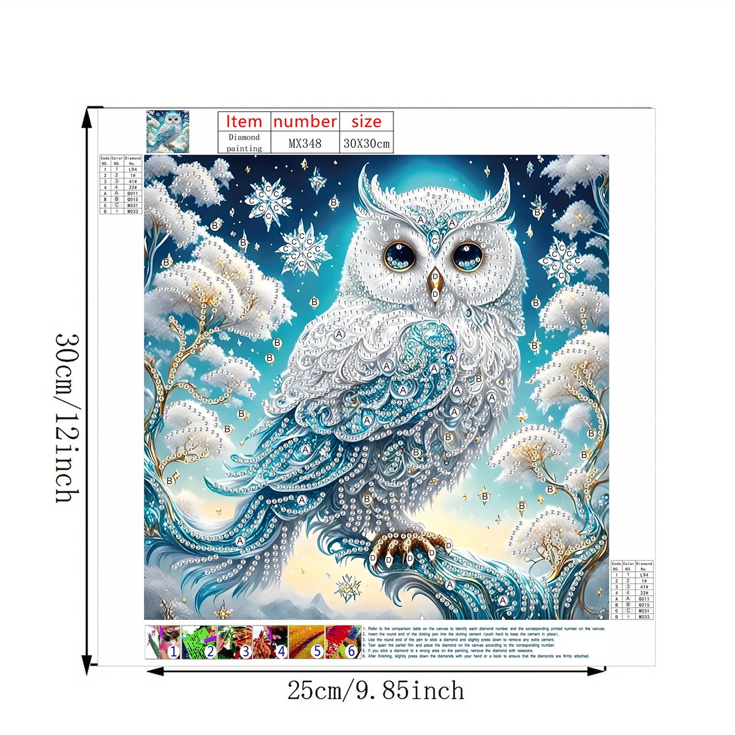 Charming DIY 5D Owl Diamond Painting Set on Tree Branches - .