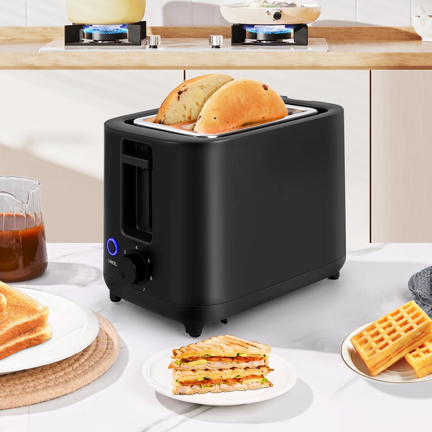 TomaChef  compact electric toaster 700W, with 7 heating Settings and a detachable breadcrumb tray.