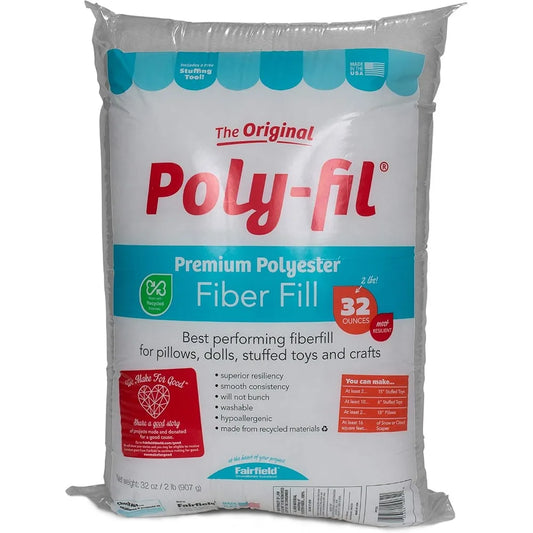 Premium Polyester Fiber Fill Soft Pillow Stuffing .Machine Washable. 32 Ounce Bag