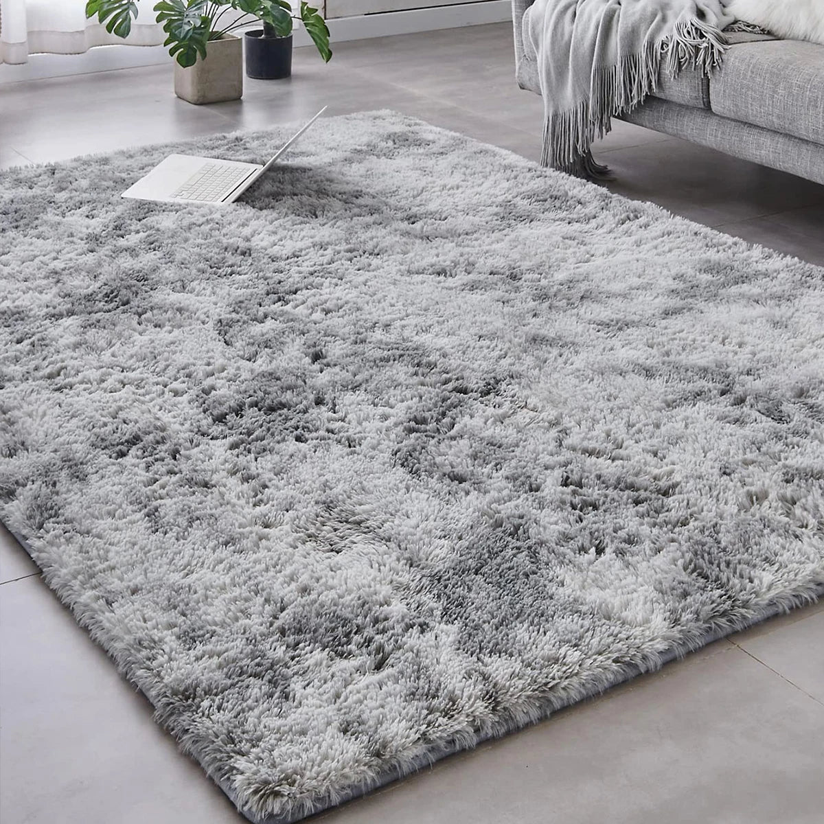 1pc Soft Long-hair Plush Carpet Rug Non-Slip Plush Fluffy Soft Furry.