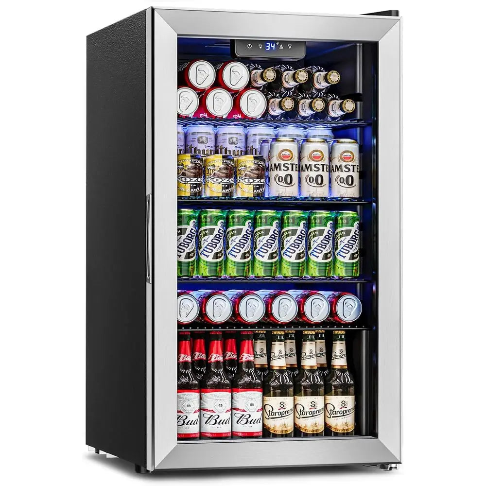 Compact 126-Can Glass Door Beverage Cooler,
