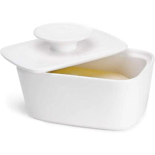 Large Porcelain Butter Dish with Lid, 6.2 Butter Keeper.  White
