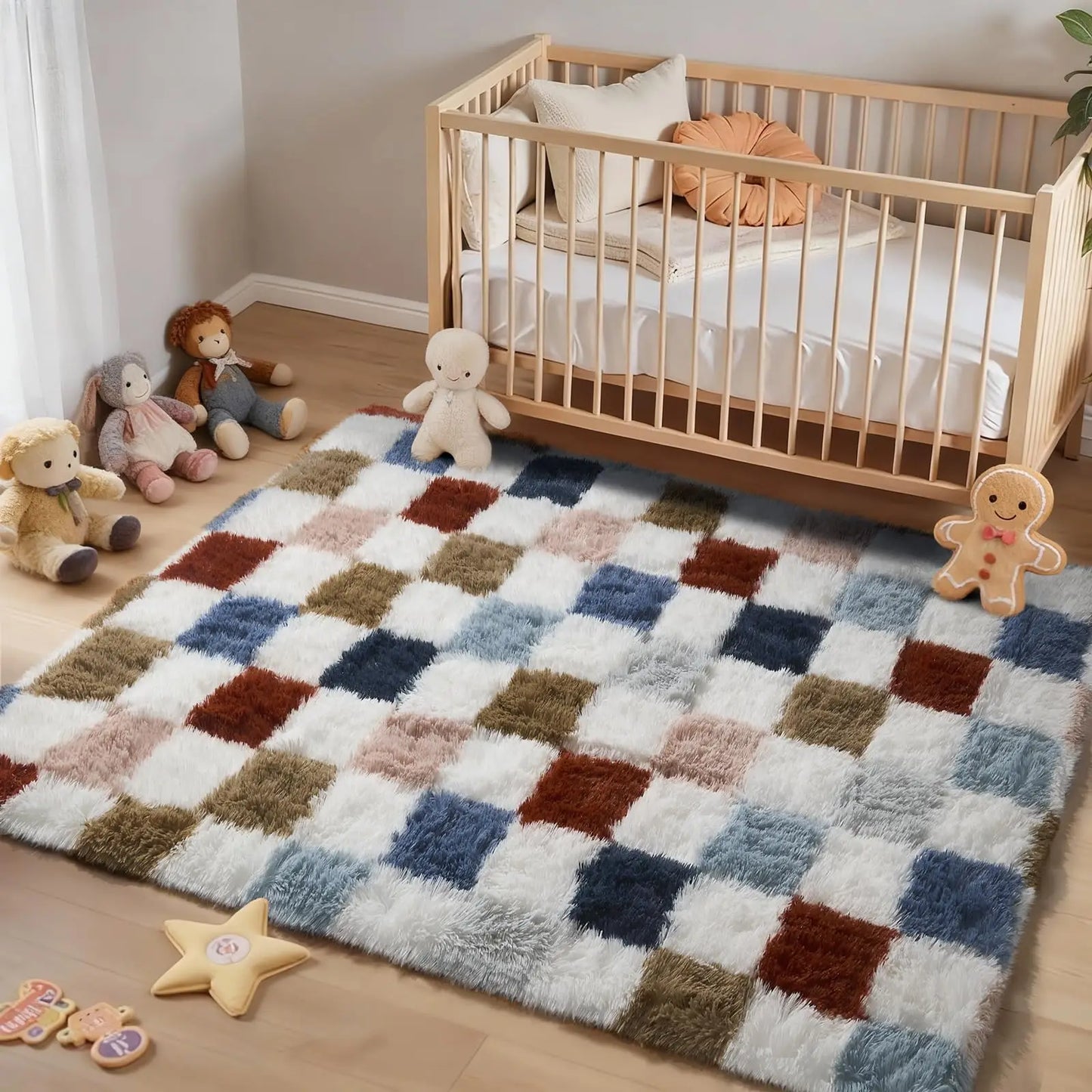 1pc Soft Long-hair Plush Carpet Rug Non-Slip Plush Fluffy Soft Furry.