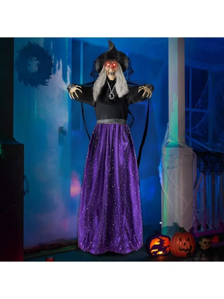 47'' Animated Witch Halloween Decorations Outdoor Indoor Scary Halloween Animatronics Decor,.