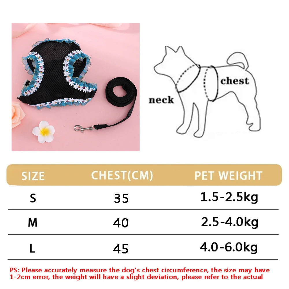 New Breathable Cute Cat Harness Set Butterfly Small Dog Harness.