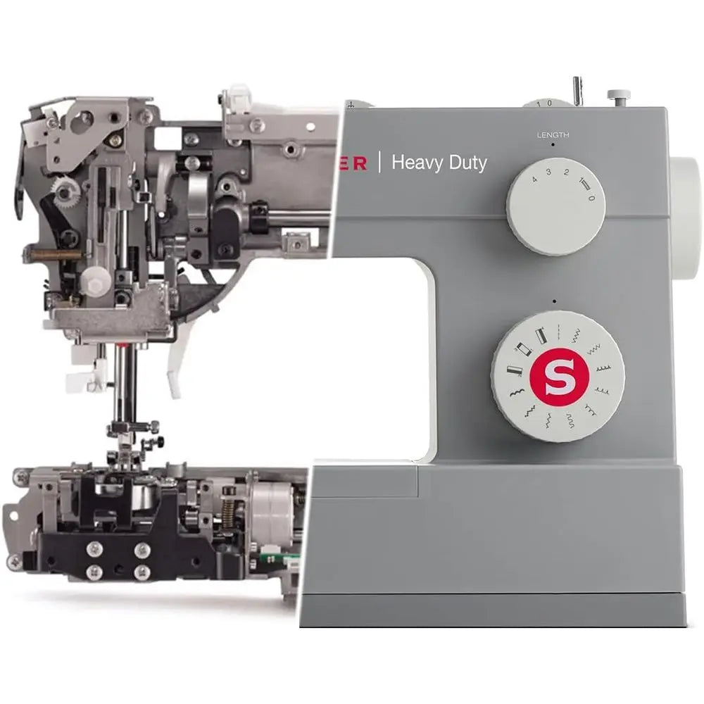 Powerful High-Speed Sewing Machine with 97 Stitches, Metal Frame, 1-Step Buttonhole, LED Light, Grey