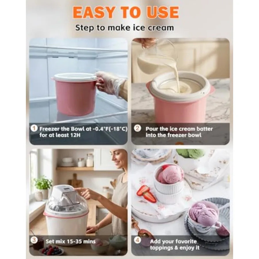 Ice Cream Maker, 1.6 Quarts Ice Cream, Gelato, Sorbet, Milkshakes, Frozen Yogurt .