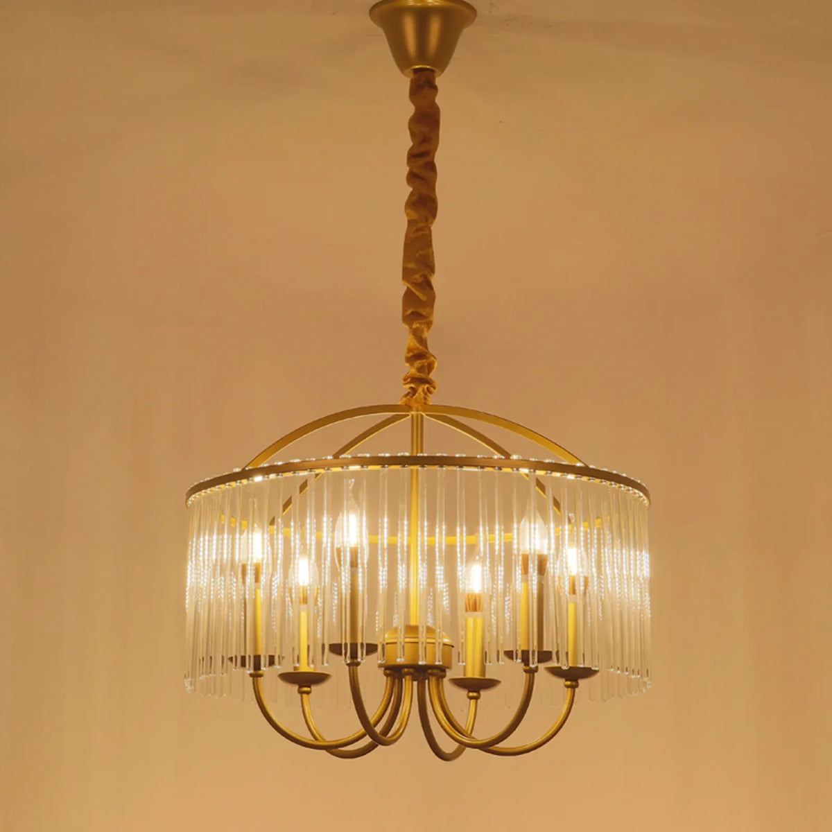 6-Light Crystal Ceiling Mounted Chandelier Ceiling Light Fixture