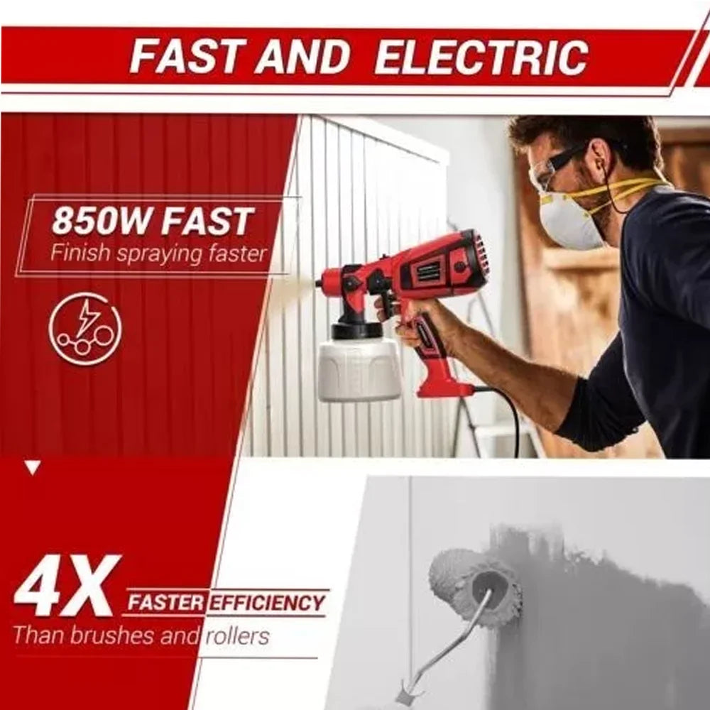1400ML Electric Spray Gun 850W High Power Paint Sprayer . 4 Size Copper Nozzle
