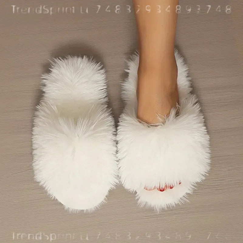 Women Plush Slippers All‑Season Cozy Indoor Home Shoes.