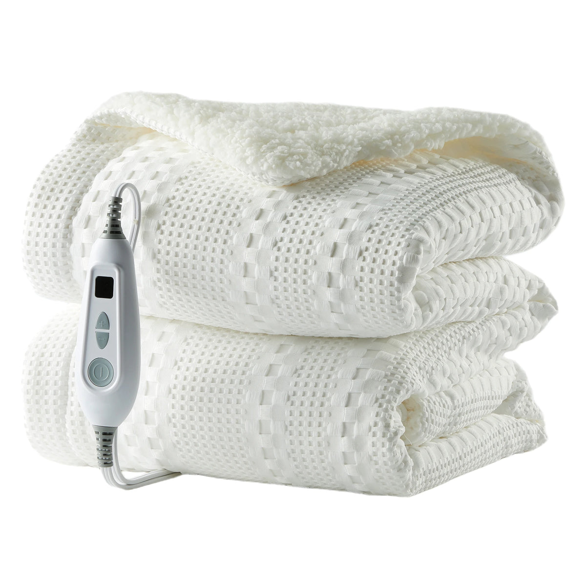 84*90 in Heated Throw Blanket Waffle Sherpa Electric Heating Blanket for Cozy Warmth 50x60 in Gray Queen/King Size