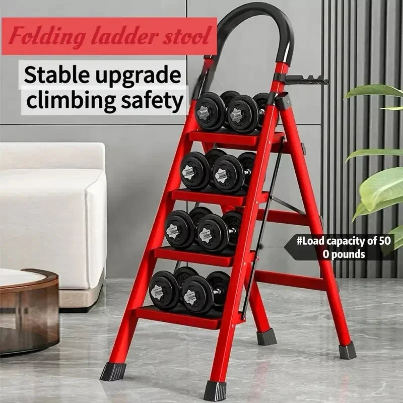 1 Heavy-Duty 3/4-Step Portable Folding Ladder, 500 Lb Weight Capacity,.