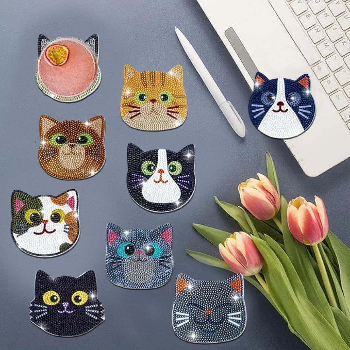 10-piece diamond painting coaster set,