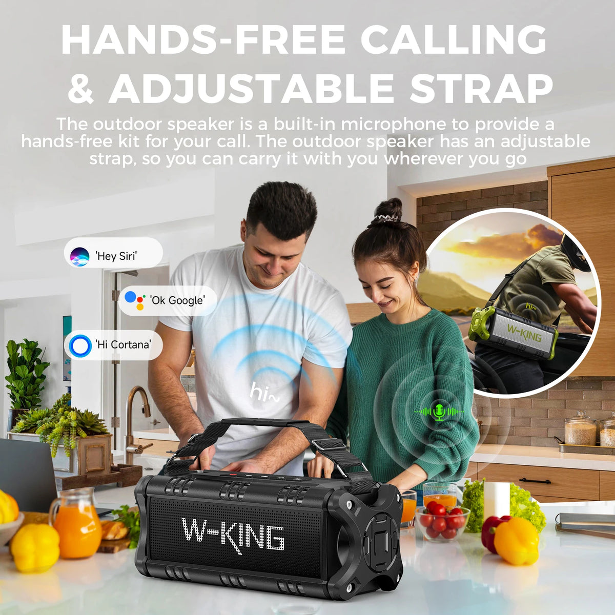 W-KING D8 Bluetooth Speaker, 50W RMS IPX6 Waterproof Loud Speakers Bluetooth Wireless.