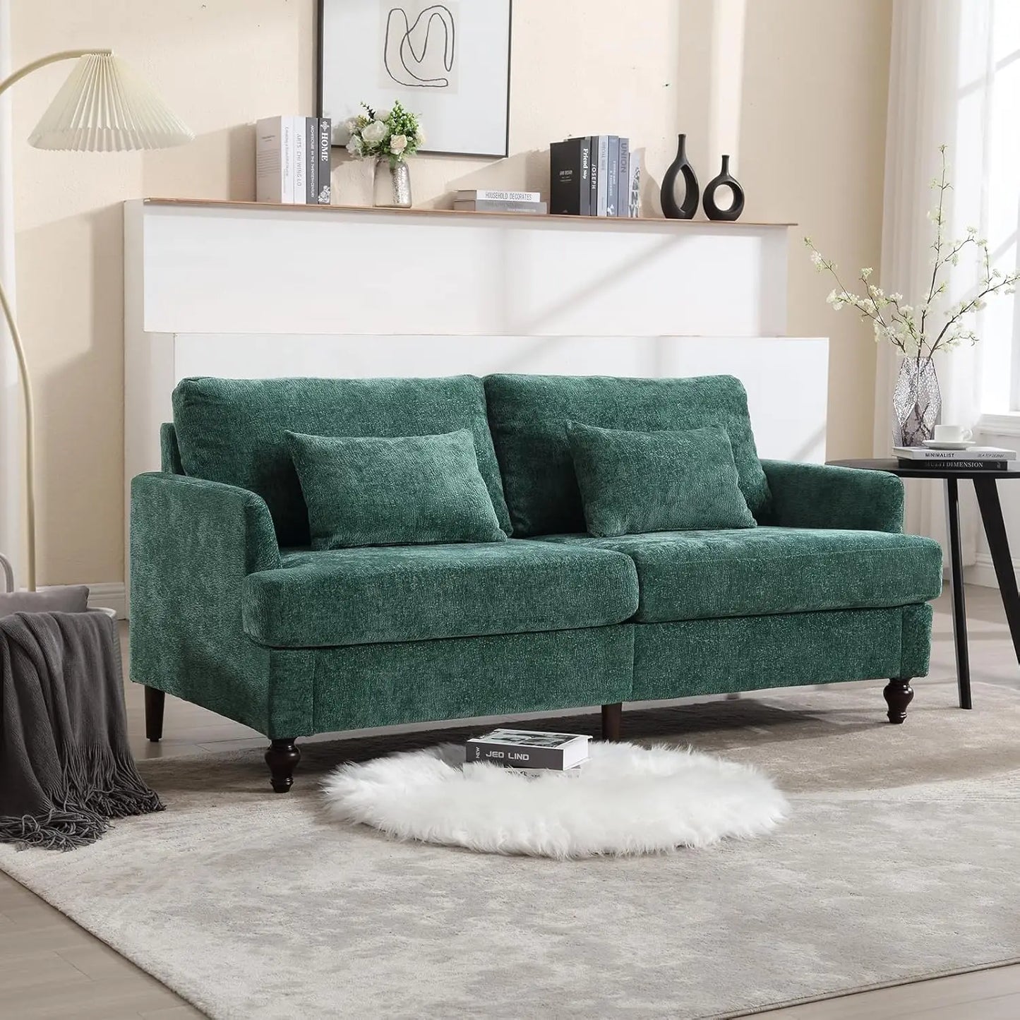 70 inch Loveseat Sofa, Mid-Century Modern Love Seat Couch with Wood Legs, Upholstered Comfy Sofa.