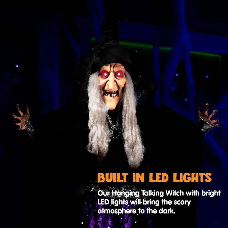 47'' Animated Witch Halloween Decorations Outdoor Indoor Scary Halloween Animatronics Decor,.