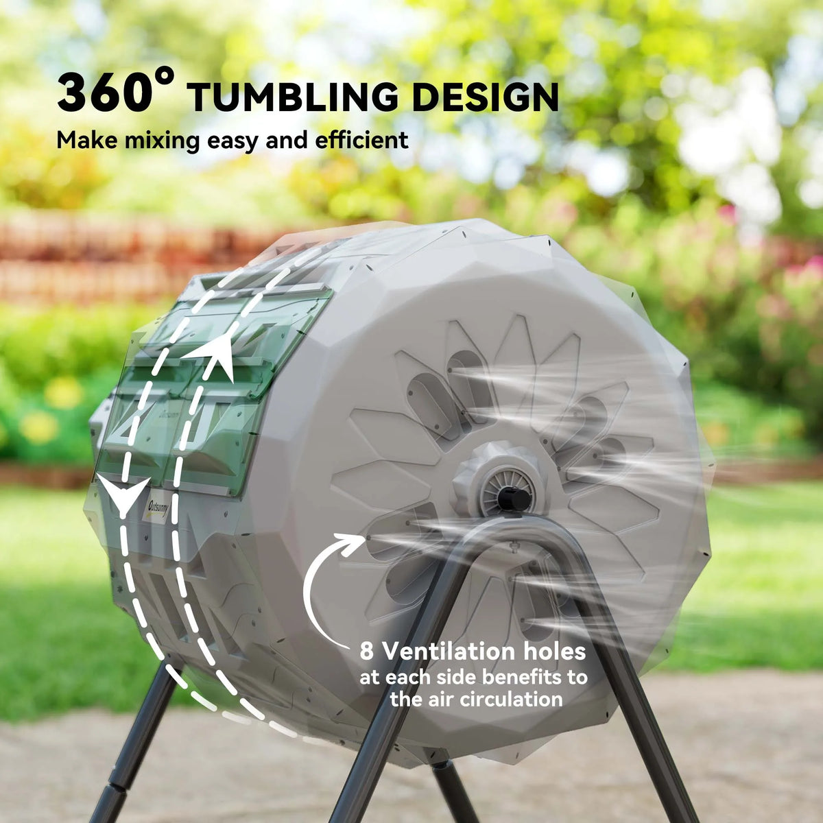 Garden Compost Bin Dual Tumbler Rotating Outdoor Composter with Sliding Doors