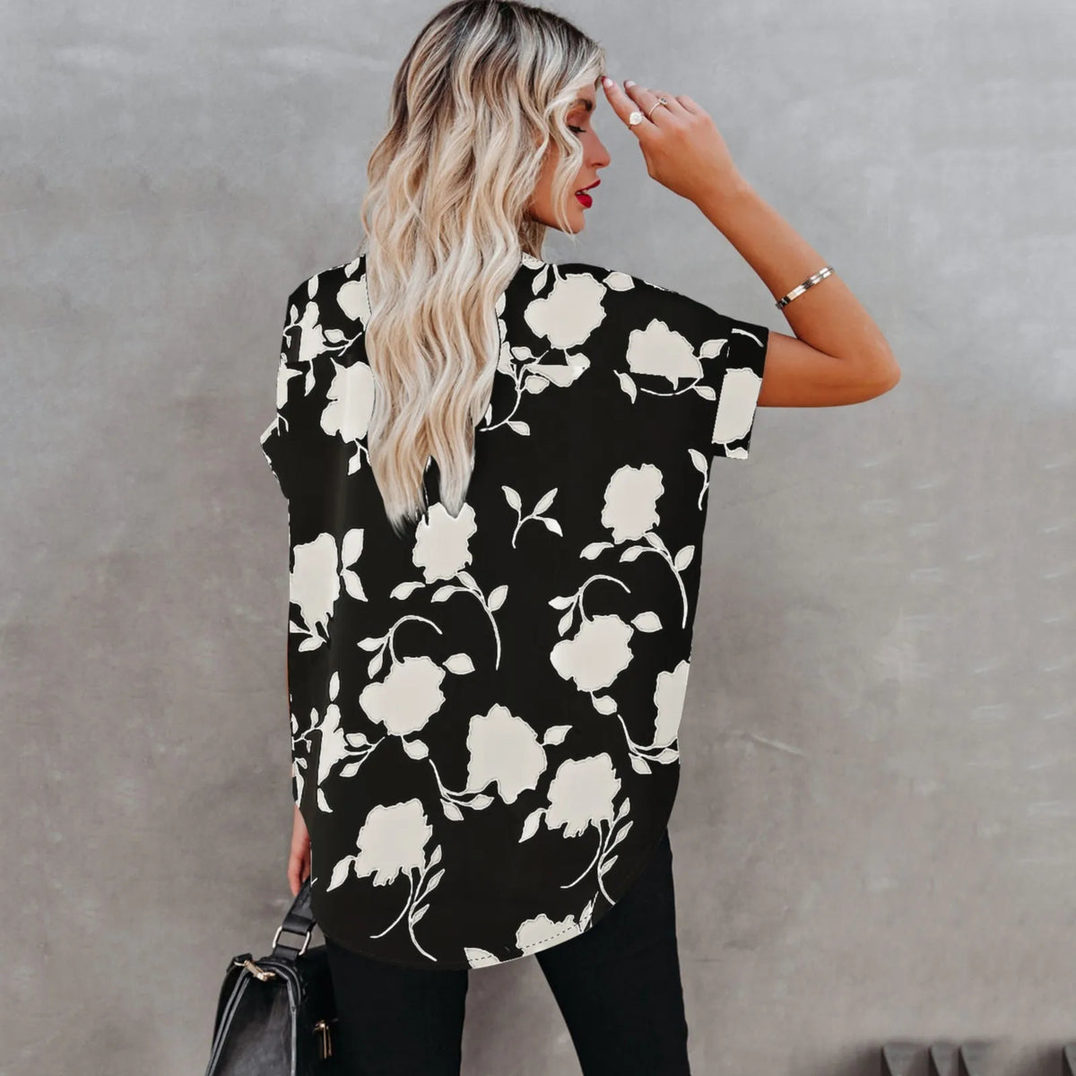 Blouses For Women Plus Size On Offer Floral Print Short Sleeve Shirt Loose.