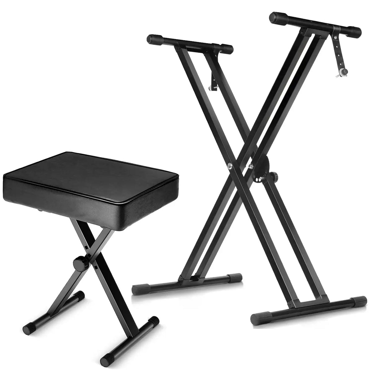 5 Core Keyboard Stand Double X Style Adjustable Piano Riser + Keyboard Piano Bench .