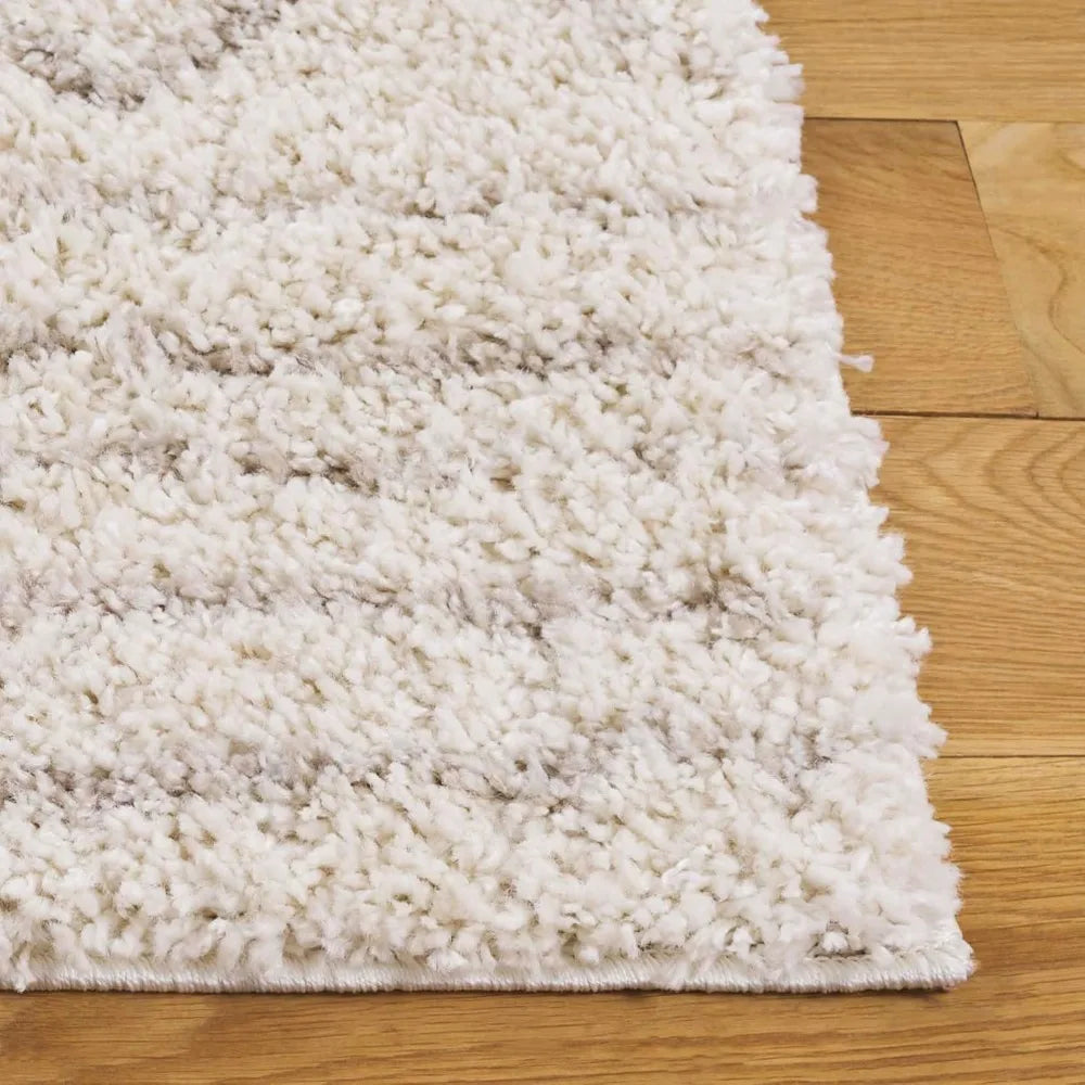 8x10 Ivory Beige Moroccan Boho Shag Area Rug, Non-Shedding .