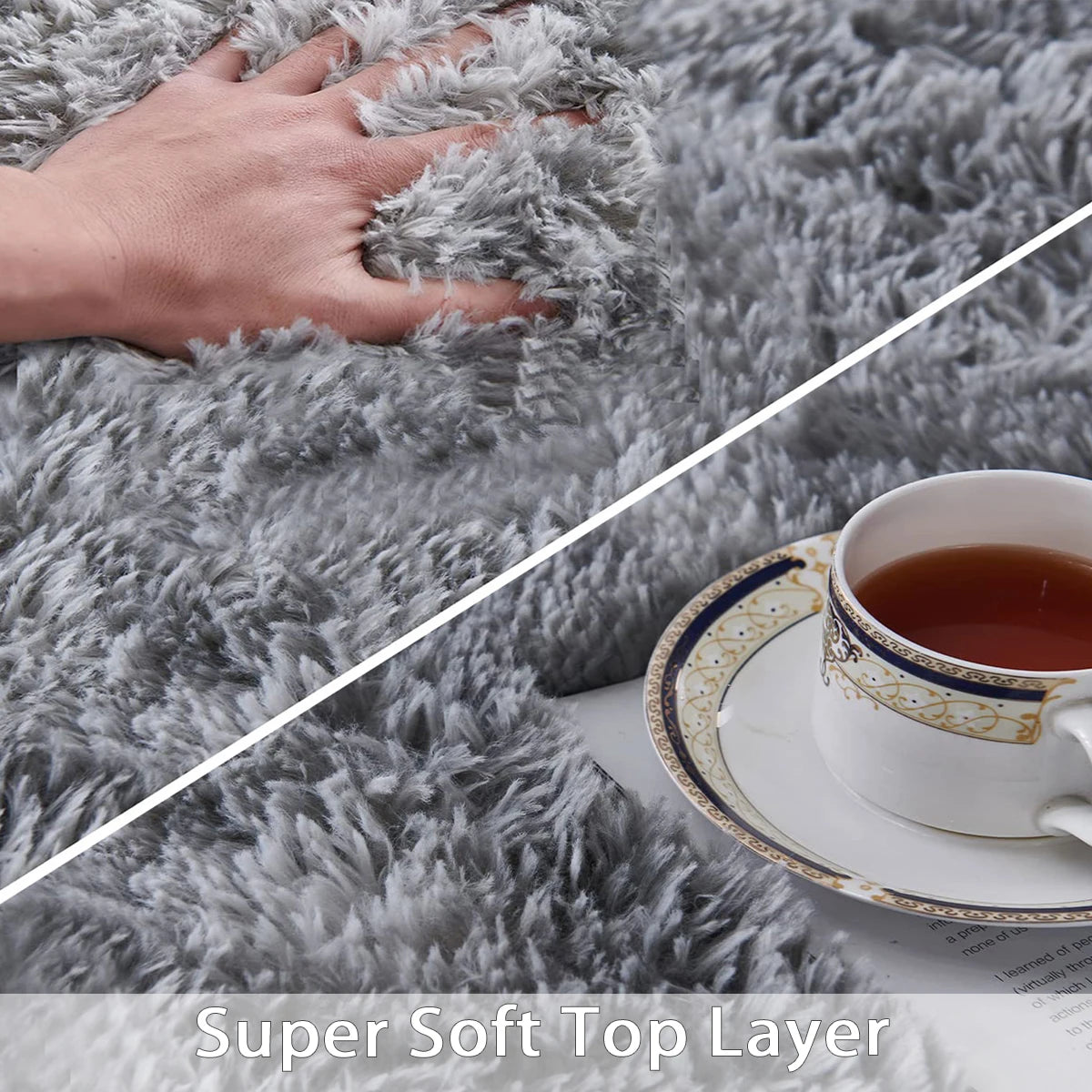 1pc Soft Long-hair Plush Carpet Rug Non-Slip Plush Fluffy Soft Furry.