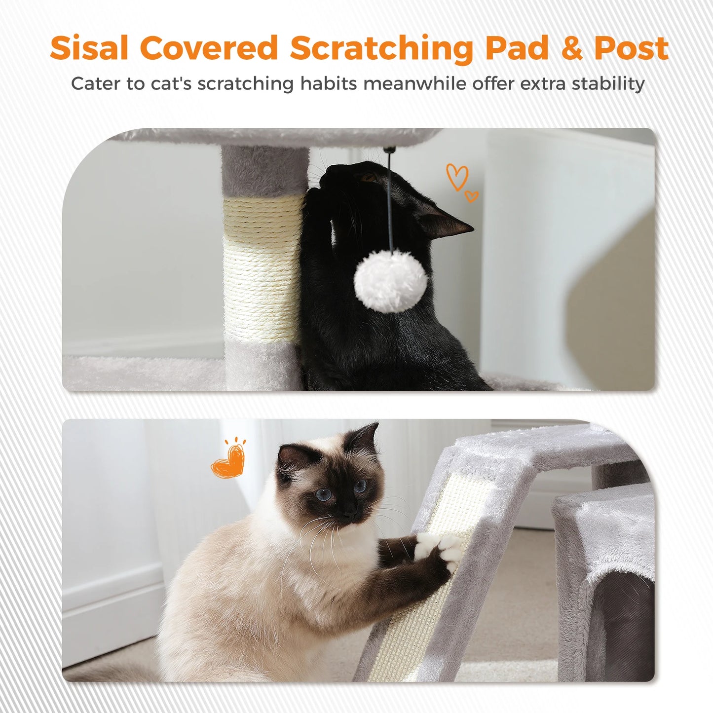 Small Cat Tree for Indoor Cat Tower with Sisal Scratching Post and Pad Wide Top Perch.