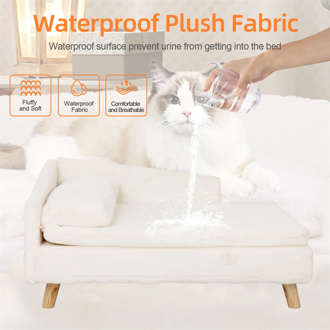 L-Shape Dog Sofa Bed Cat Cushion Stool Warm Nesting Couch
